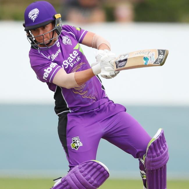 Corinne Hall of the Hurricanes bats during the Women's Big Bash League match between the Hobart Hurricanes and the Melbourne Stars at West Park on December 9, 2018 in Launceston, Australia. (Photo by Scott Barbour/Getty Images)