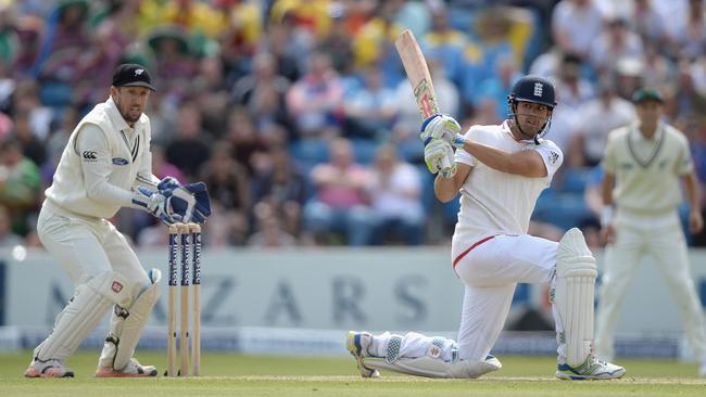 England captain Alastair Cook bats during day two of the second Test match between England and New Zealand at Headingley. England have a 1-0 lead in the two match series.