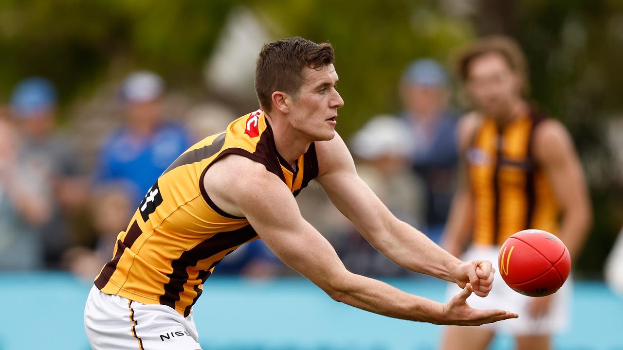 Mature-age recruit Ethan Phillips will debut in Hawthorn’s backline against Port Adelaide on Sunday. Picture: Michael Willson / Getty Images