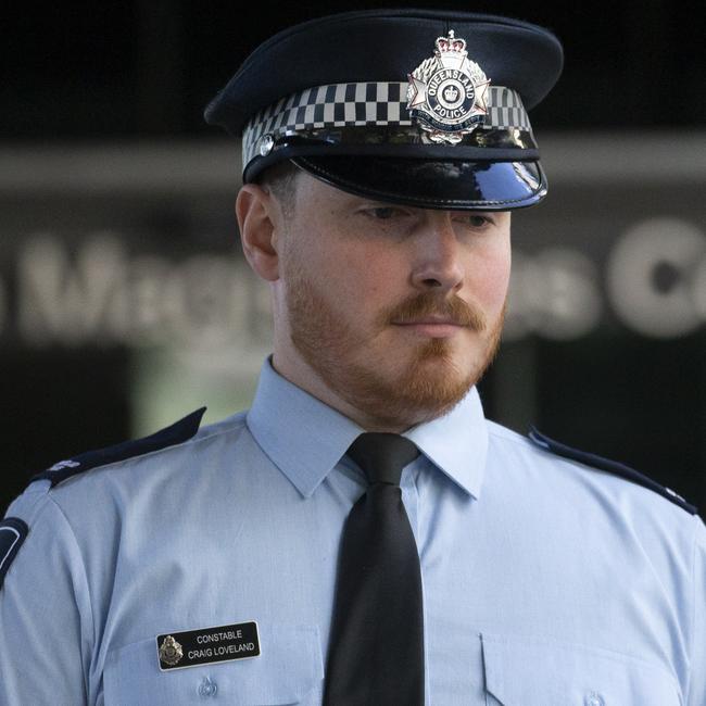 Constable Craig Loveland after giving testimony at the inquest. Picture: Glenn Campbell