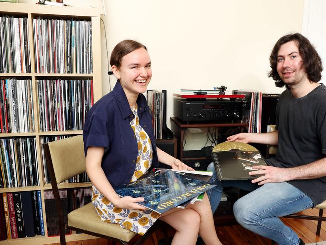 Collecting records filled the void of cancelled live music gigs for Bradley Cork and Jade Smith. Picture: Tim Hunter