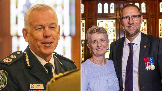 SA hero Dr Richard Harris has been sworn into his top new job – with Grant Stevens and Governor Frances Adamson by his side. 