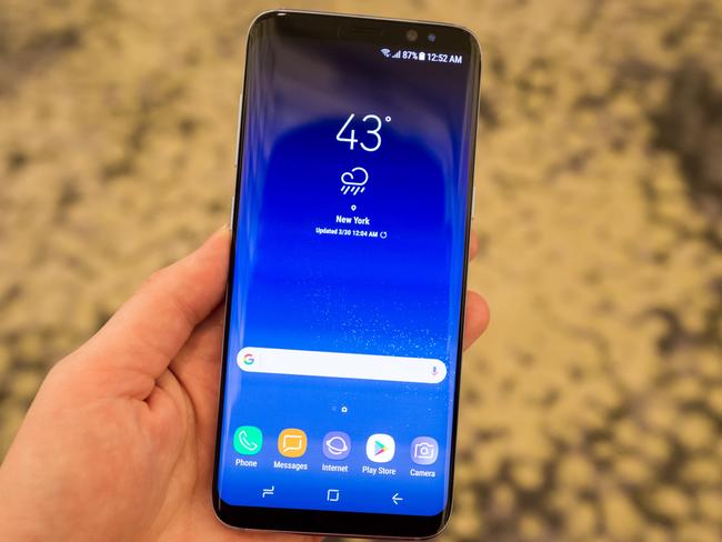 Samsung’s Galaxy S8+ smartphone, unveiled in New York, will feature a 6.2-inch screen. Picture: Supplied