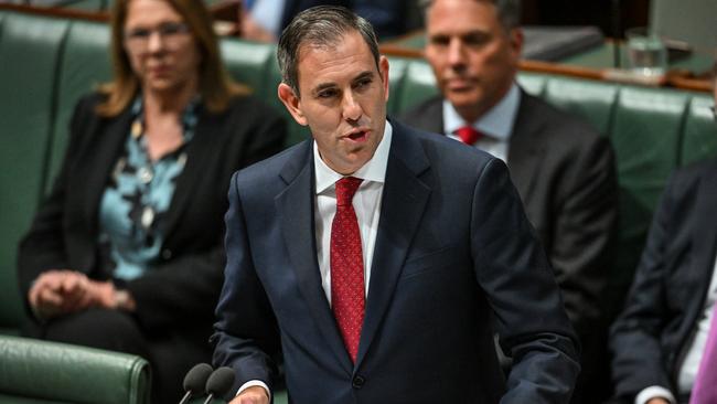 Treasurer Jim Chalmers delivers his budget speech at Parliament House on May 14, 2024 in Canberra, Australia. (Photo by Tracey Nearmy/Getty Images)