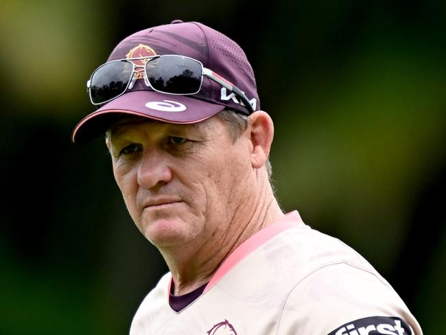 BRISBANE, AUSTRALIA - JANUARY 05: Coach Kevin Walters watches on during a Brisbane Broncos NRL training session at Gilbert Park on January 05, 2023 in Brisbane, Australia. (Photo by Bradley Kanaris/Getty Images)