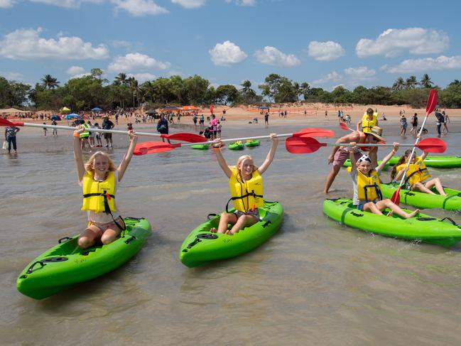 Junior Iron Man challenge at the Darwin Beer Can Regatta at Mindil Beach, 2024. Picture: Pema Tamang Pakhrin