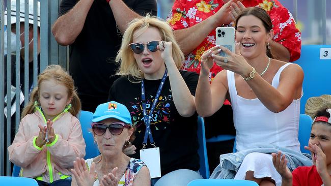 Rebel Wilson with friend Brittany Hockley and Sovereign Wilson. Picture: Toby Zerna