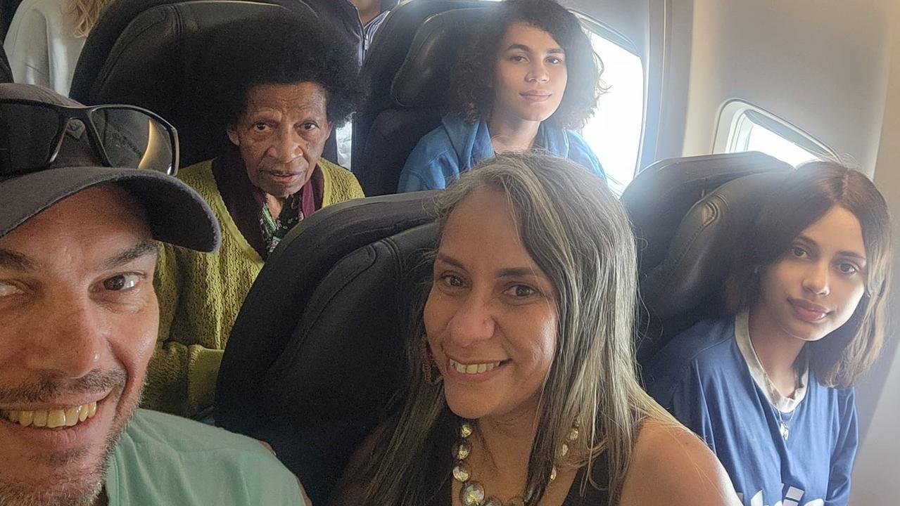 Michael, Michaela, Mercy, Sienna and Annise travelling to Vanuatu before the earthquake on Tuesday. Picture: Facebook/Michaela Dunn