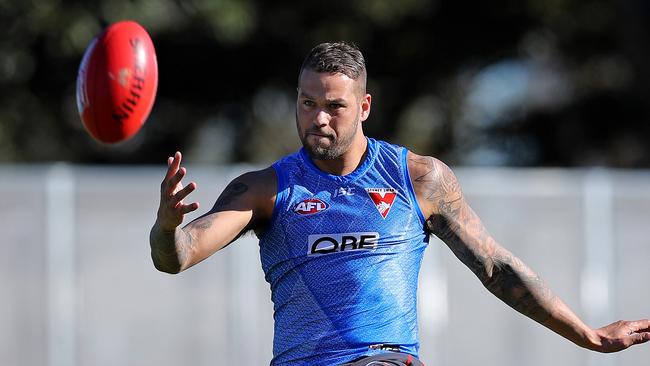 Sydney Swans hold their main training session ahead of their final game of the season at home against St Kilda. Lance 'Buddy' Franklin is aiming to prove he is fit to play his 300th game. Picture: Toby Zerna