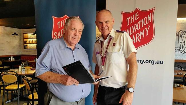 HELPING HANDS: Twin Towns Community Foundation secretary Dr John Griffin and Salvation Army Philanthropy Team Leader Derek Brown . Picture: Rick Koenig