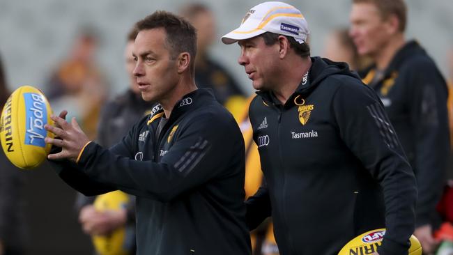 Alastair Clarkson and Brett Ratten. Picture: Matt Turner.