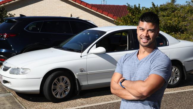 Wal Noppert has given his old car to a stranger in Natasha Degier. Picture Glenn Hampson.