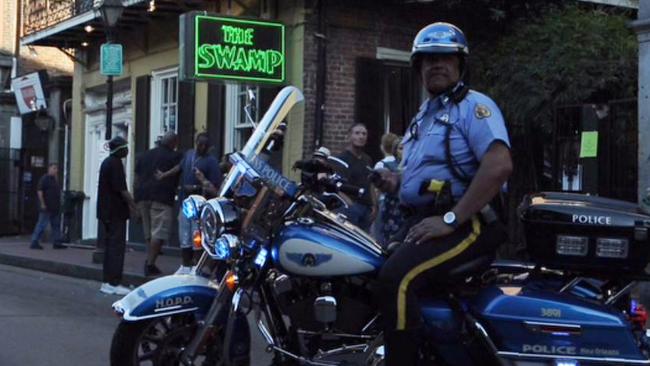 A police presence is now seen directly outside The Swamp bar on April 7, 2016. Picture: Bryan Tarnowski for news.com.au