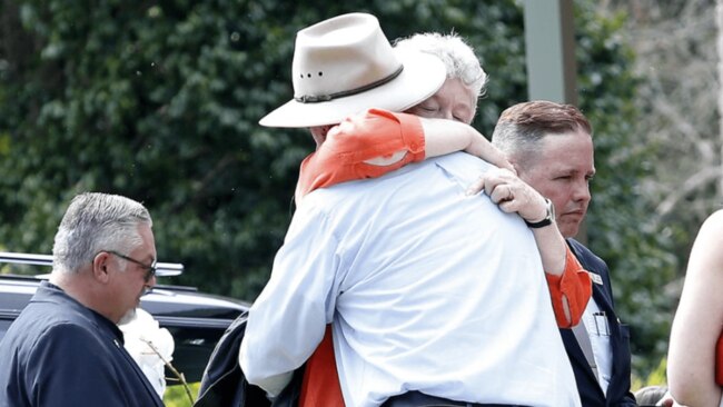 Mourners gathered outside the church to pay their respects to the young boys. Picture: NewsWire / John Appleyard