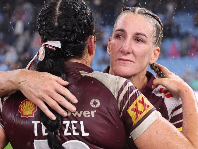 SYDNEY, AUSTRALIA - MAY 15: Ali Brigginshaw of the Maroons looks dejected after game two of the Women's State of Origin series between the New South Wales Blues and Queensland Maroons at Allianz Stadium on May 15, 2025 in Sydney, Australia. (Photo by Cameron Spencer/Getty Images)