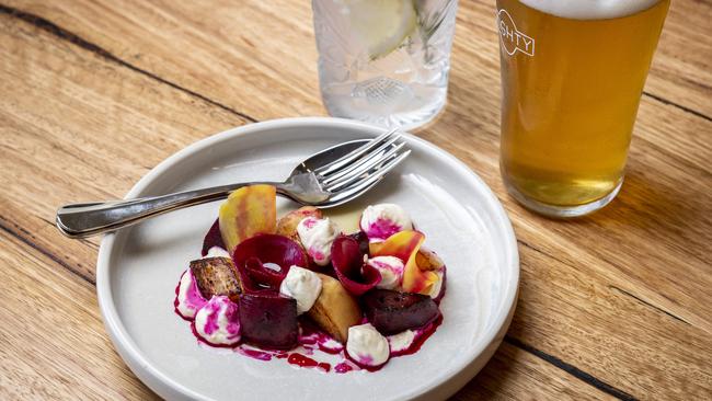 Roasted and pickled beetroot with ricotta shows the chef’s fine-dining training.