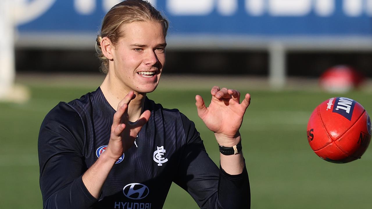 Young tall Tom De Koning is pushing for a senior call-up at Carlton.