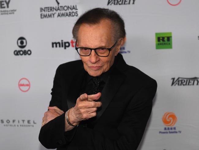 Veteran talk show host Larry King has been hospitalised with COVID-19. Picture: AFP