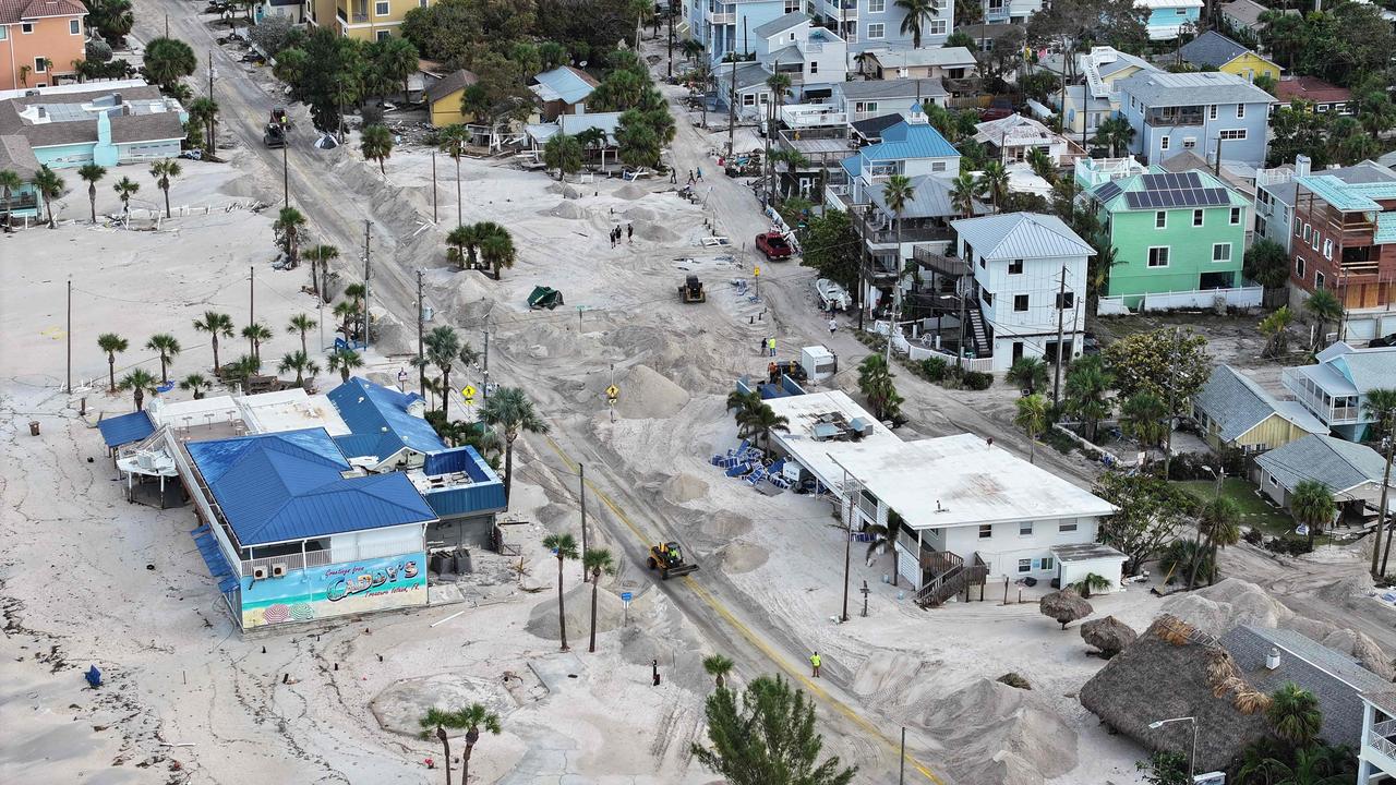 Sand and debris covered the coast of Treasure Island. Picture: Joe Raedle/Getty Images/AFP