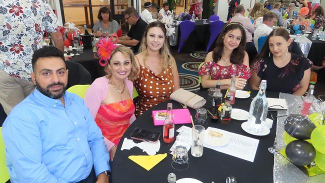 The First National Real Estate Team, Hervey Bay, at The Beach House Hotel for Melbourne Cup celebrations. From left, Wal Farag, Jacqueline Farag, Lacey Stillman, Louise Higgins and Sharla Sendall.