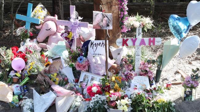 The roadside memorial on Mollenhagen Rd, Stockleigh. Picture: Liam Kidston