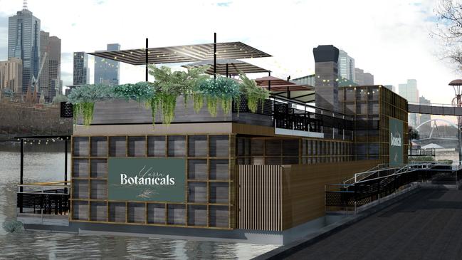 The proposed Yarra Botanicals river bar at Sandridge Wharf. Plans by Australian Venues Co