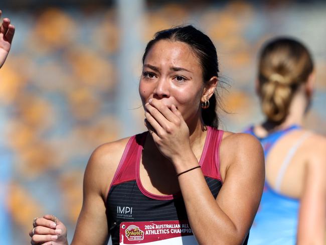 NATHAN AUSTRALIA Friday 6th December 2024 - Australian All Schools Championships at QSAC in Brisbane - U/17 Girls 100 metres, Queenslands Thewbelle Philp seasons best 11.38 Picture David Clark