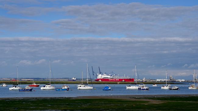 The LNG ship, ATTALOS, arriving at the Isle of Grain terminal in Kent, carrying a cargo that originated at the North West Shelf project in WA. Picture: Getty
