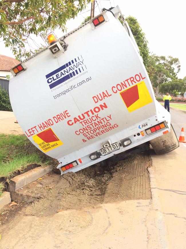 The truck stuck in the mud at Galway Ave, Broadview.