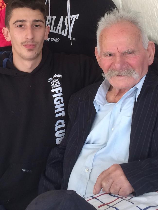 Dimitrios Roussos with his grandson Perry Tseros.