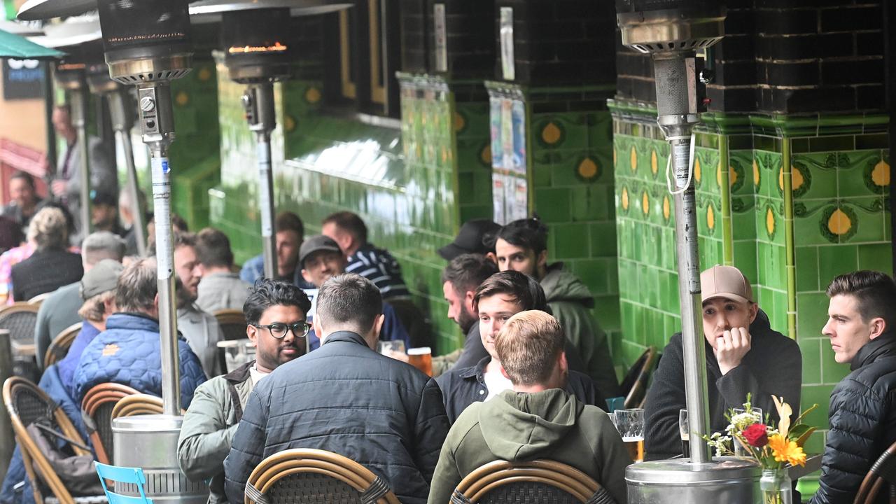 Sydneysiders enjoy a drink at the Mercantile Hotel in The Rocks on Monday as Covid restriction are eased in NSW. Picture: NCA NewsWire / Jeremy Piper