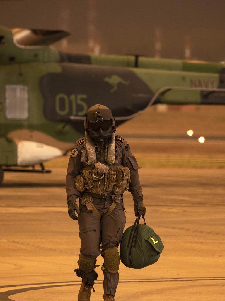 Royal Australian Navy Aircrewman Leading Seaman Brendan Menz on the 808 Squadron Flight line at HMAS Albatross, Nowra. Picture: ADF