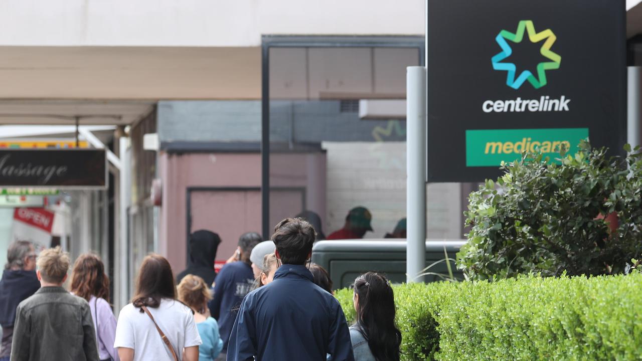 Queues at Centrelink are a common sight across the country, as the Australian economy struggles under the weight of a pandemic. Picture: Supplied.