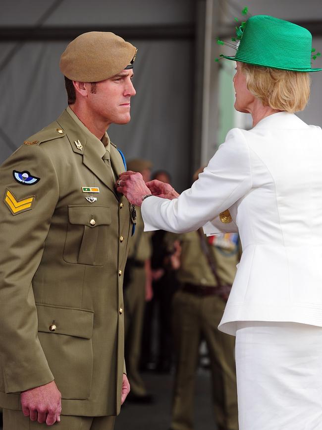 Quentin Bryce, then governor-general, awards the Victoria Cross for Australia to Ben Roberts-Smith in 2011. Picture: Department of Defence