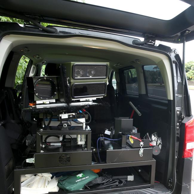 The inside of the speed camera van.