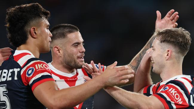 Joseph Suaalii, Corey Allan and Sam Walker. Picture: Matt King/Getty Images.