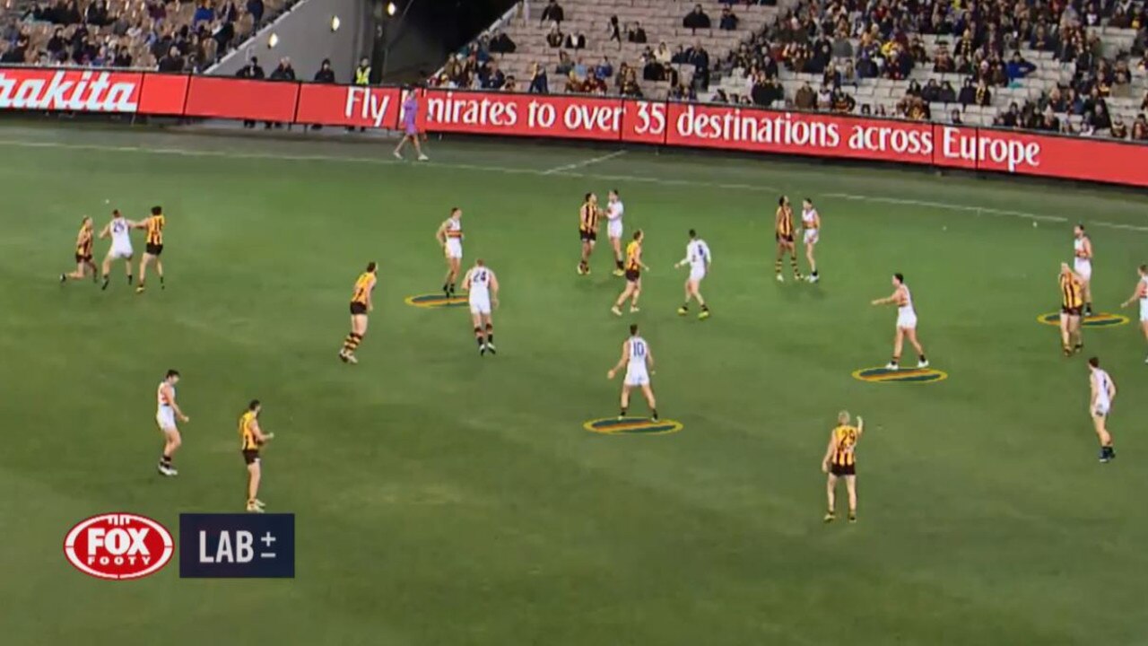 Four Adelaide players alone in the defensive 50.