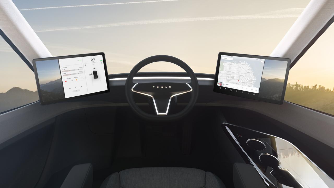 The Tesla Semi has a central driving seat.