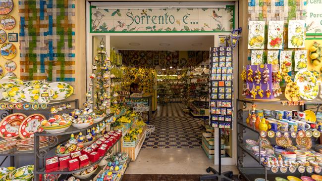 Franks loves shopping for ceramics in Sorrento.