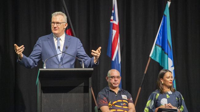 Immigration Minister Tony Burke at the ceremony. Picture: NewsWire / Jeremy Piper