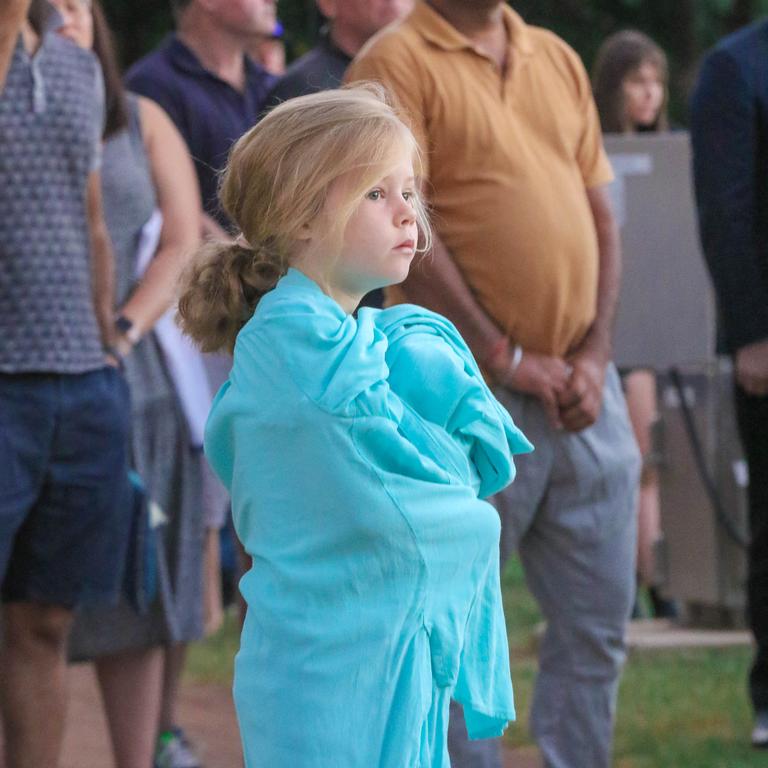 Rosie Rheinberger 7 at The Dawn Service at Darwins Cenotaph commemorating ANZAC Day 2021. Picture Glenn Campbell