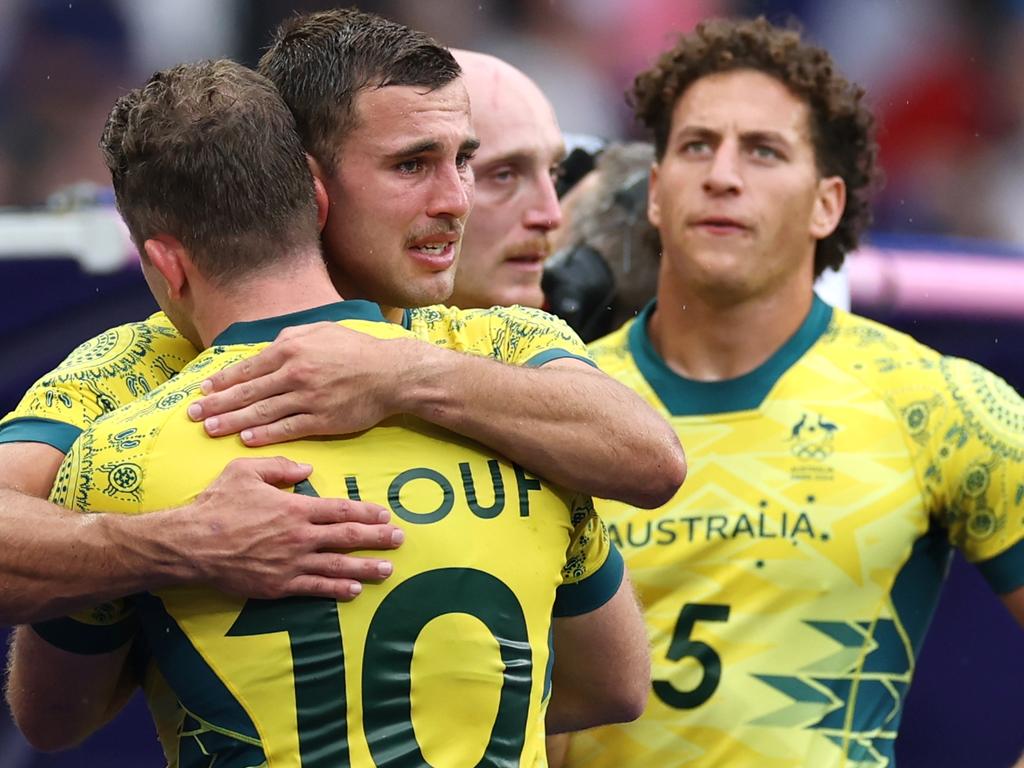 Nick Malouf cut a disconsolate figure after Australia’s loss. Picture: Getty Images