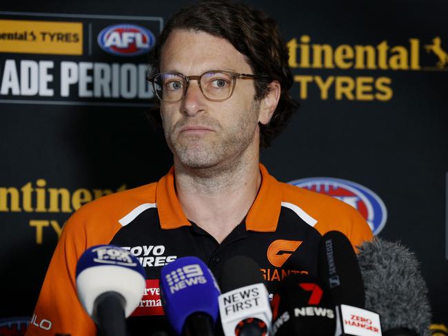 NCA. MELBOURNE, AUSTRALIA. October 7 , 2024.  AFL . Trade Period day 1.   Greater Western Sydneys list manager Adrian Caruso  at Marvel Stadium today  .  Pic : Michael Klein