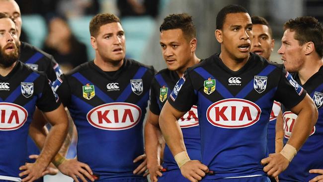 A dejected Bulldogs group after another loss in 2017.