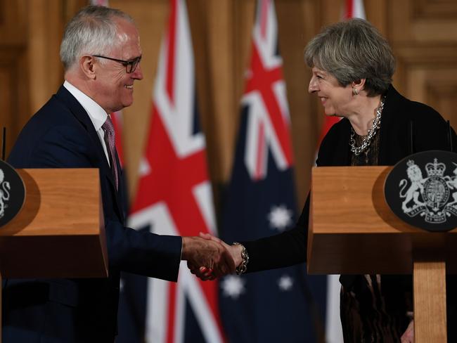 Mr Turnbull made his speech during a post-G20 trip to London where he met with British Prime Minister Theresa May. Picture: Lukas Coch/AAP