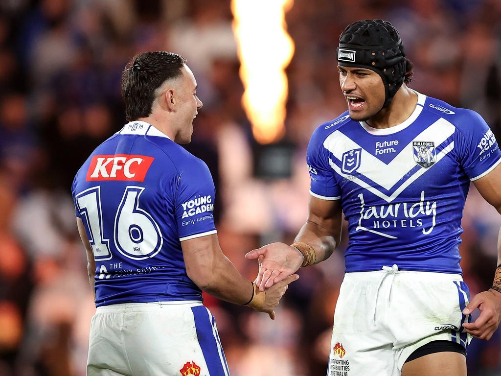 Recruiting the likes of Stephen Crichton (right), the Bulldogs rebuild has been amazing. Picture: Getty Images