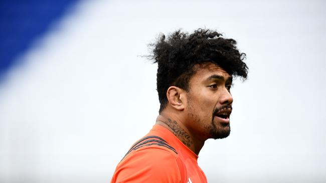 New Zealand flanker Ardie Savea during a training session at Groupama Stadium.