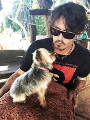 Depp pictured with one of his dogs.