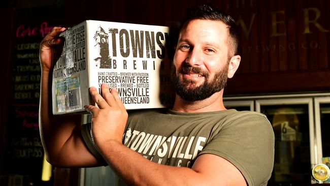 The Townsville Brewery are delivering their beers by 'BrUber', while the coronavirus social gathering rules are in place, says head Brewer Sam Lloyd. Picture: Alix Sweeney