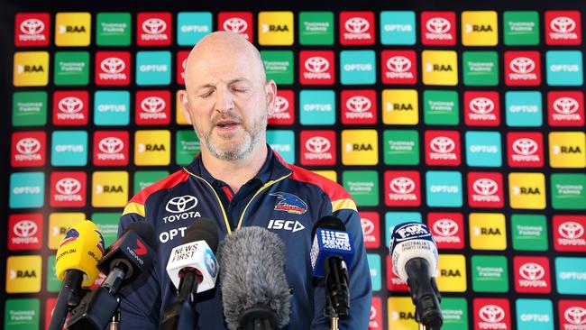 Adelaide Crows Head of Football Adam Kelly talks to the media on Monday. Picture: Sarah Reed